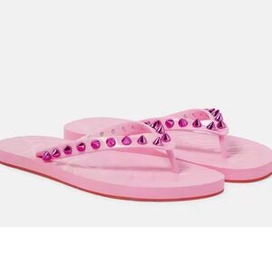 Christian Louboutin Loubi Flip thong sandals. Pink. Size 36